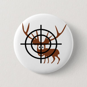 funny deer in crosshair icon 6 cm round badge