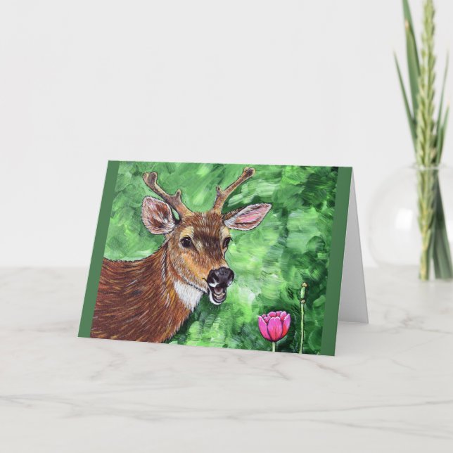 Funny Deer Painting Card (Front)