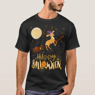 Funny Deer Ride Witch Shot Deer Halloween T-Shirt