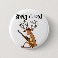 Funny Deer with Hunting Rifle and Cap