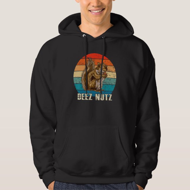 Funny Deez Nut Nutcracker Squirrel Deez Nutz Retro Hoodie (Front)
