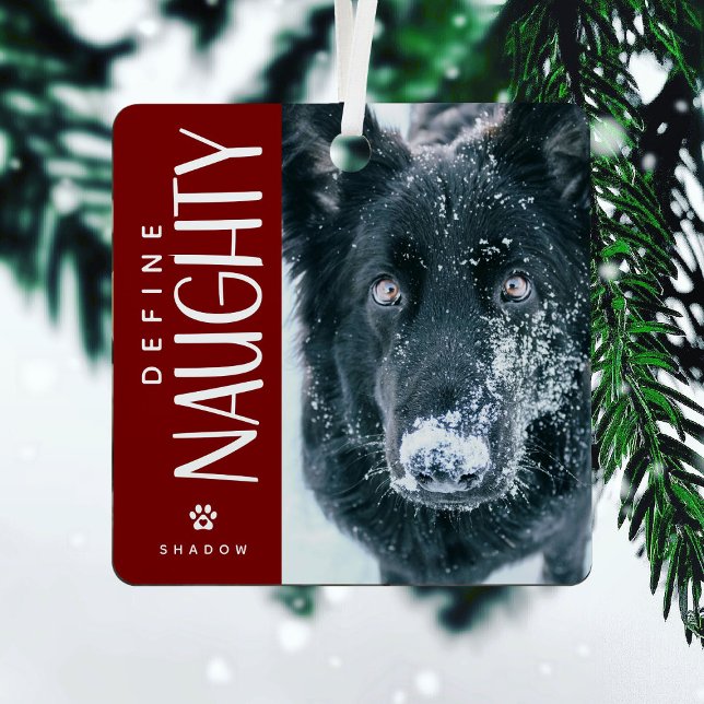 Funny Define Naughty Pet Photo Keepsake Gift Metal Tree Decoration (Creator Uploaded)