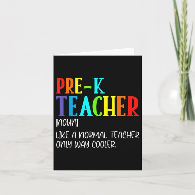 Funny Definition For Pre-k Teacher Back To School  Card (Front)