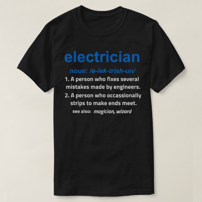 Funny Definition Journeyman Master Electrician Gif T-Shirt (Design Front)