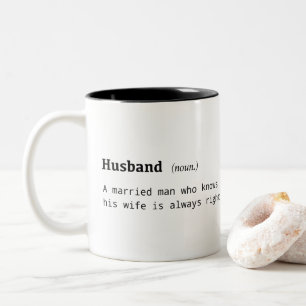 Funny definition of husband Two-Tone coffee mug