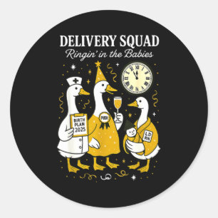Funny Delivery OB GYN Year New Silly Goose Nurse M Classic Round Sticker