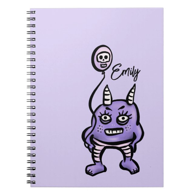 Funny Demon Purple Cute Whimsigoth Name Notebook (Front)
