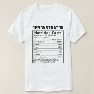 Funny Demonstrator Nutrition Facts Sales Rep Gift T-Shirt