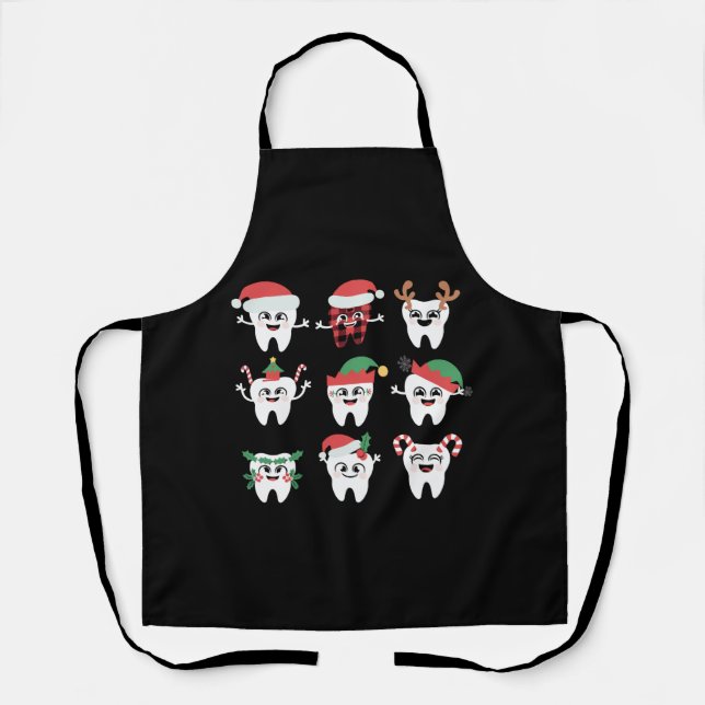 Funny Dental Christmas Teeth Cute Xmas Dentist  Apron (Front)