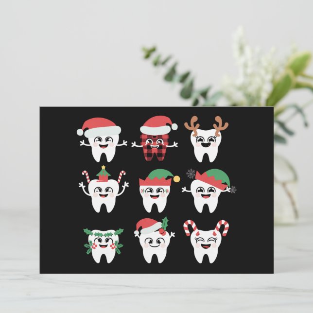 Funny Dental Christmas Teeth Cute Xmas Dentist  Holiday Card (Standing Front)