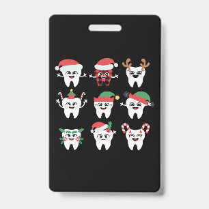 Funny Dental Christmas Teeth Cute Xmas Dentist  ID Badge