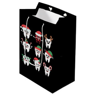 Funny Dental Christmas Teeth Cute Xmas Dentist  Medium Gift Bag