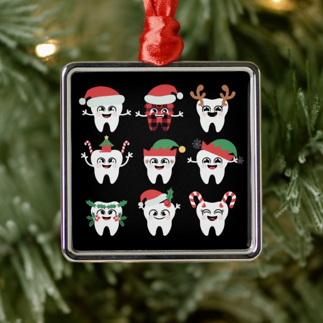 Funny Dental Christmas Teeth Cute Xmas Dentist  Metal Tree Decoration (Tree)