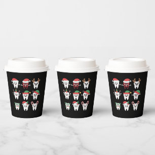 Funny Dental Christmas Teeth Cute Xmas Dentist Paper Cups