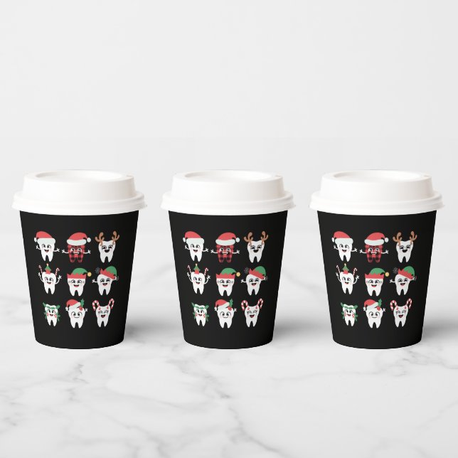Funny Dental Christmas Teeth Cute Xmas Dentist  Paper Cups (Multi)