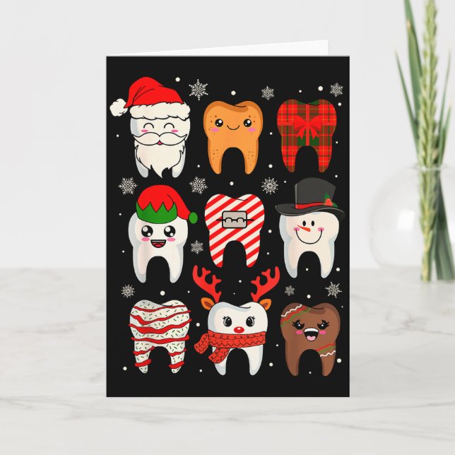 Funny Dental Christmas Teeth Cute Xmas Dentist Squ Card (Front)