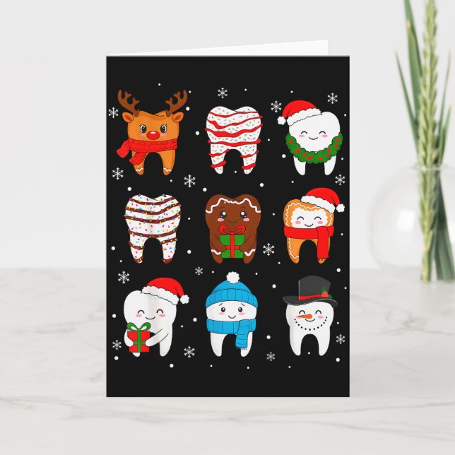 Funny Dental Christmas Teeth Cute Xmas Dentist Squ Card (Front)