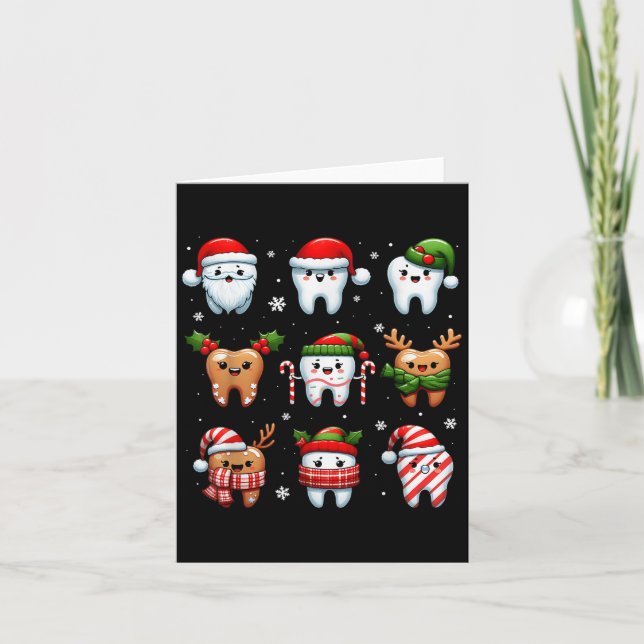 Funny Dental Christmas Teeth Cute Xmas Dentist Squ Card (Front)