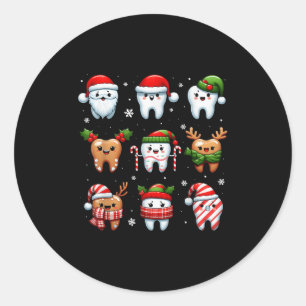 Funny Dental Christmas Teeth Cute Xmas Dentist Squ Classic Round Sticker