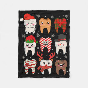 Funny Dental Christmas Teeth Cute Xmas Dentist Squ Fleece Blanket