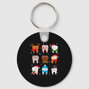 Funny Dental Christmas Teeth Cute Xmas Dentist Squ Key Ring