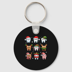 Funny Dental Christmas Teeth Cute Xmas Dentist Squ Key Ring