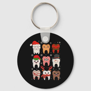 Funny Dental Christmas Teeth Cute Xmas Dentist Squ Key Ring