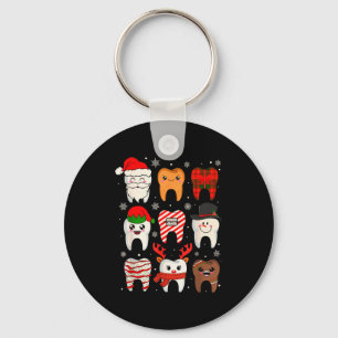 Funny Dental Christmas Teeth Cute Xmas Dentist Squ Key Ring