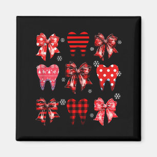 Funny Dental Christmas Teeth Cute Xmas Dentist Squ Magnet