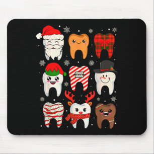 Funny Dental Christmas Teeth Cute Xmas Dentist Squ Mouse Mat