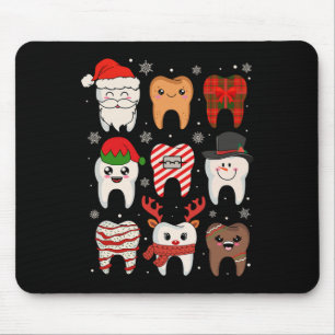 Funny Dental Christmas Teeth Cute Xmas Dentist Squ Mouse Mat