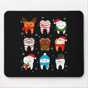 Funny Dental Christmas Teeth Cute Xmas Dentist Squ Mouse Mat