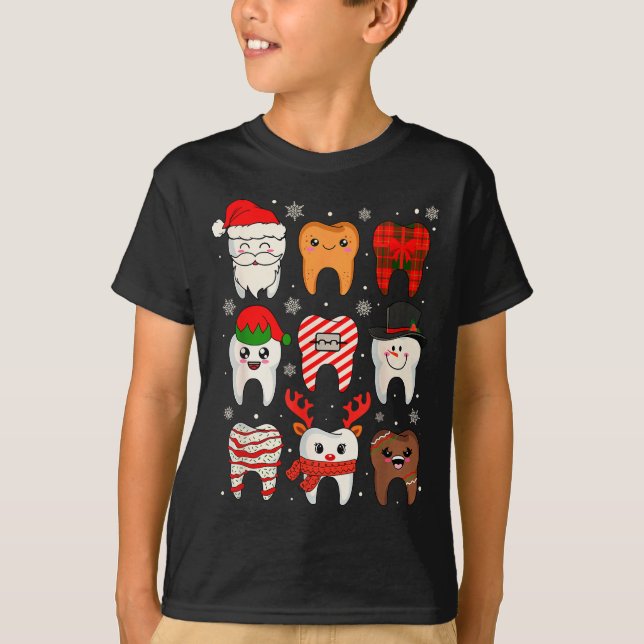 Funny Dental Christmas Teeth Cute Xmas Dentist Squ T-Shirt (Front)