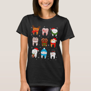 Funny Dental Christmas Teeth Cute Xmas Dentist Squ T-Shirt