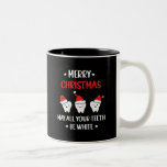Funny Dental Christmas Teeth – Merry Christmas Two-Tone Coffee Mug<br><div class="desc">Add some dental humor to the holidays with this funny Christmas mug featuring the phrase “Merry Christmas – May All Your Teeth Be White” and smiling teeth wearing Santa hats. A perfect gag gift for dentists,  dental hygienists,  and anyone who loves a good holiday pun.</div>