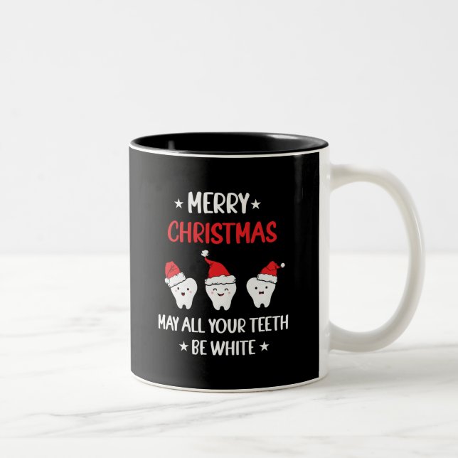 Funny Dental Christmas Teeth – Merry Christmas Two-Tone Coffee Mug (Right)