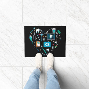 Funny Dental Dentist Tool Heart Doormat