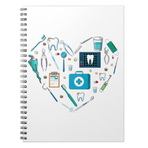Funny Dental Dentist Tool Heart Notebook