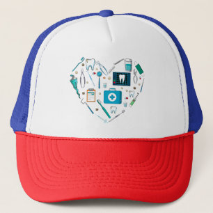 Funny Dental Dentist Tool Heart Trucker Hat