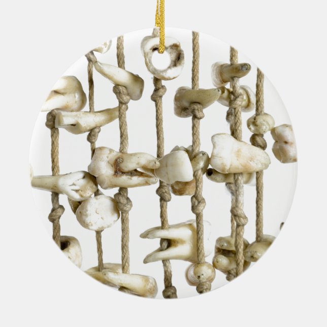 Funny Dental Photography Extracted Teeth Dentist Ceramic Tree Decoration (Back)