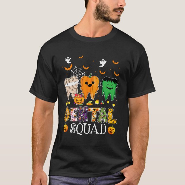 Funny Dental Spooky Squad Costume Denstist Hallowe T-Shirt (Front)