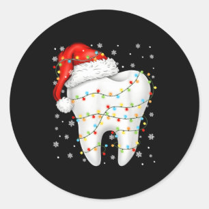 Funny Dental Tooth Pjs Pajamas Christmas Xmas Men Classic Round Sticker