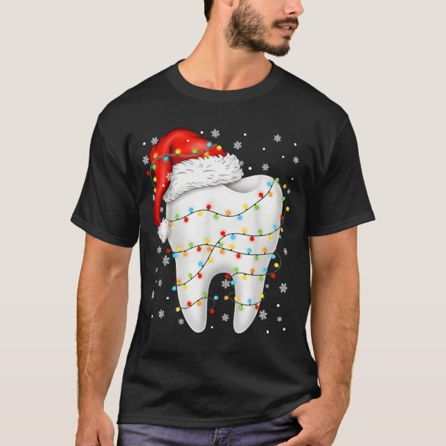 Funny Dental Tooth Pjs Pajamas Christmas Xmas Men  T-Shirt (Front)