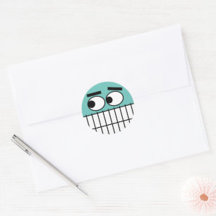 Funny dentist cartoon sticker for dental practice