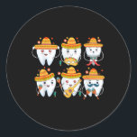 Funny Dentist Cinco De Mayo Dental Teeth Mexican P Classic Round Sticker<br><div class="desc">Funny Dentist Cinco De Mayo Dental Teeth Mexican Party</div>