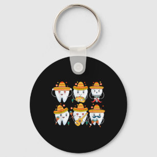 Funny Dentist Cinco De Mayo Dental Teeth Mexican P Key Ring