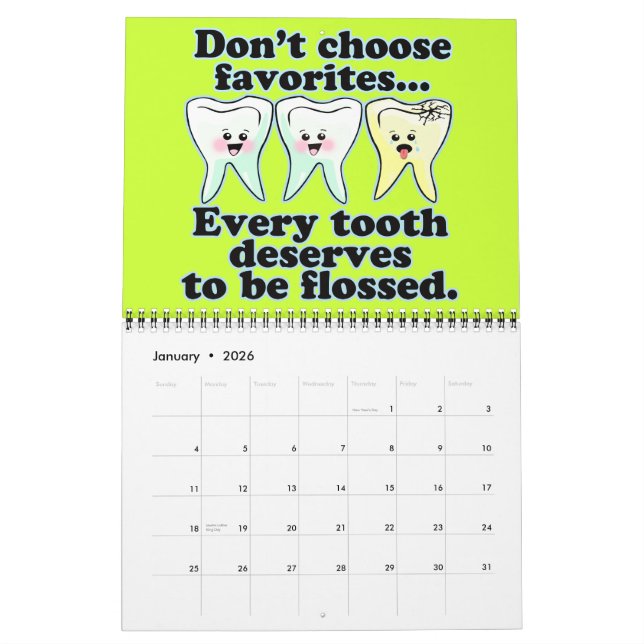Funny Dentist Dental Hygienist Calendar (Jan 2026)