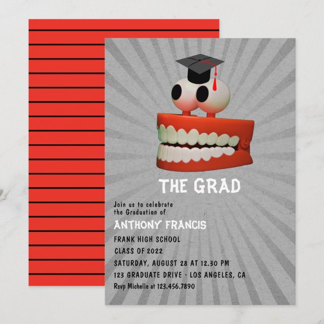 Funny Dentist Graduation Party Invitation (Front/Back)