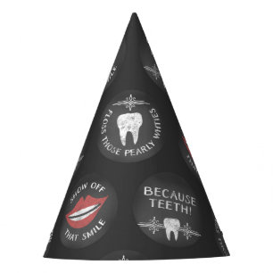 Funny Dentist Pattern - Cute Dental Hygienist Party Hat