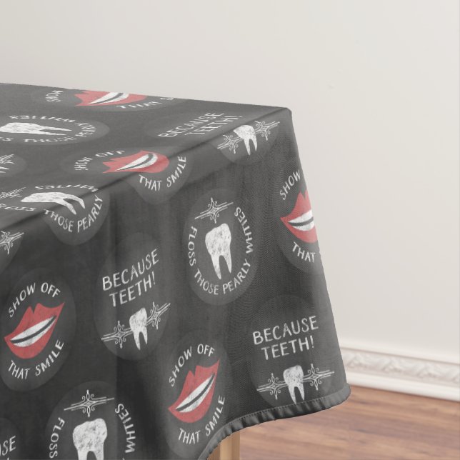 Funny Dentist Pattern - Cute Dental Hygienist Tablecloth (In Situ)